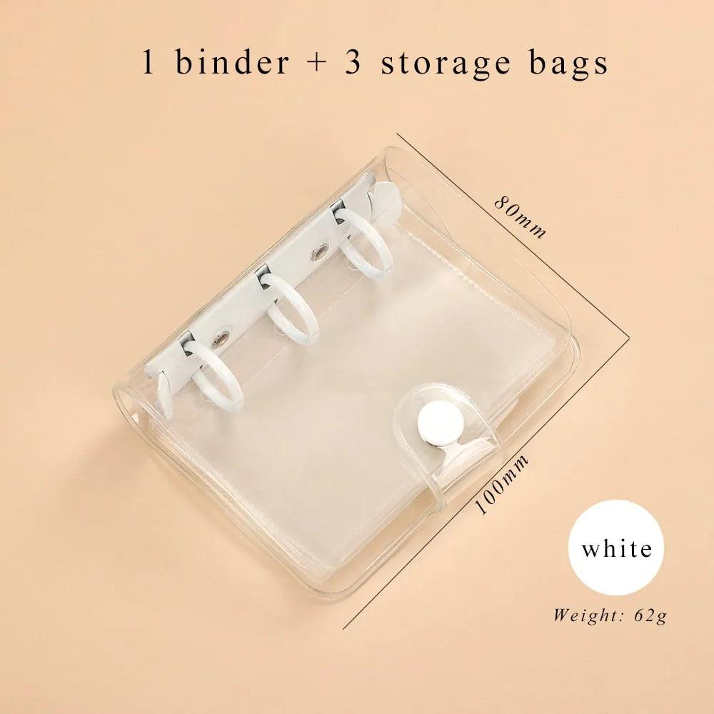 JIANWU Creative Cute Transparent 3 ring Mini Loose-leaf Hand Book Student Portable Notebook ring binder Kawaii School Supplies - ItemBear.com
