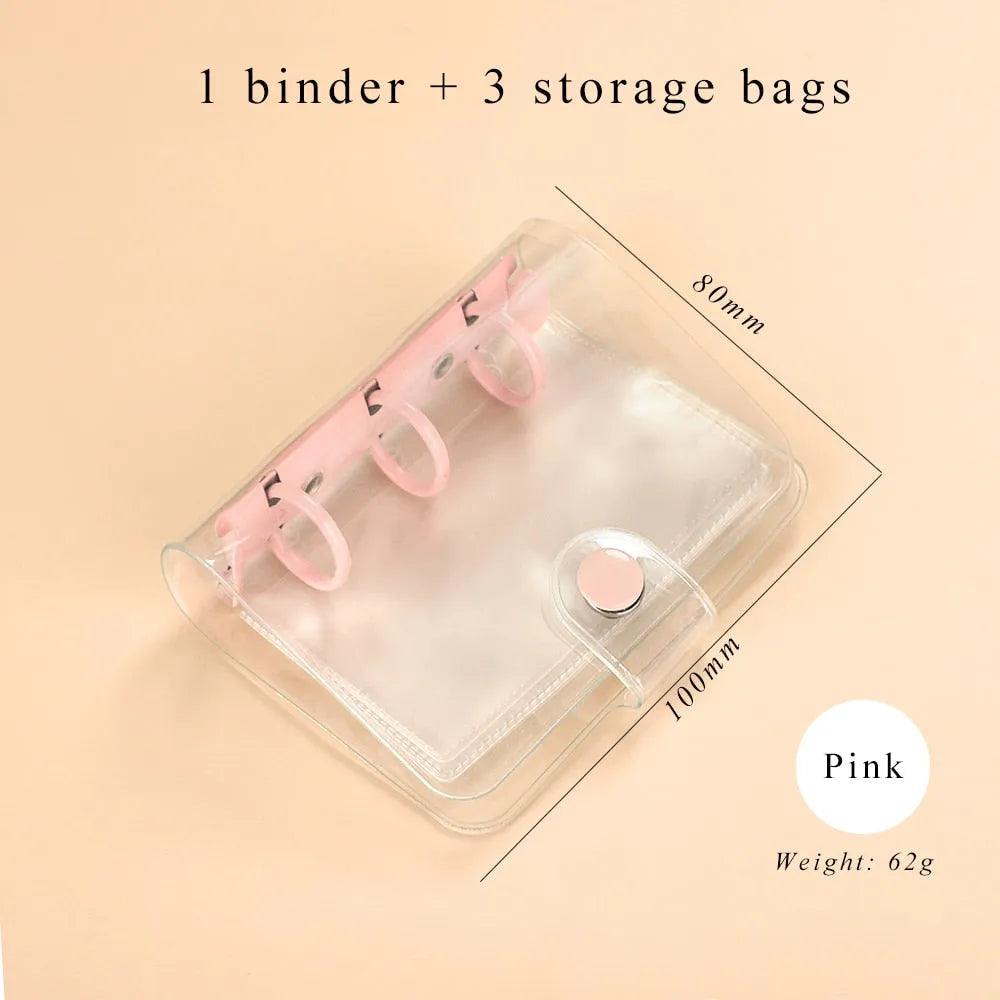 JIANWU Creative Cute Transparent 3 ring Mini Loose-leaf Hand Book Student Portable Notebook ring binder Kawaii School Supplies - ItemBear.com