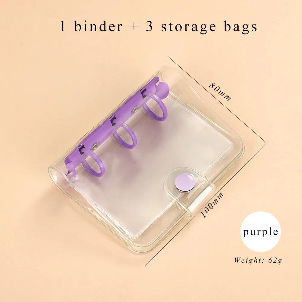 JIANWU Creative Cute Transparent 3 ring Mini Loose-leaf Hand Book Student Portable Notebook ring binder Kawaii School Supplies - ItemBear.com