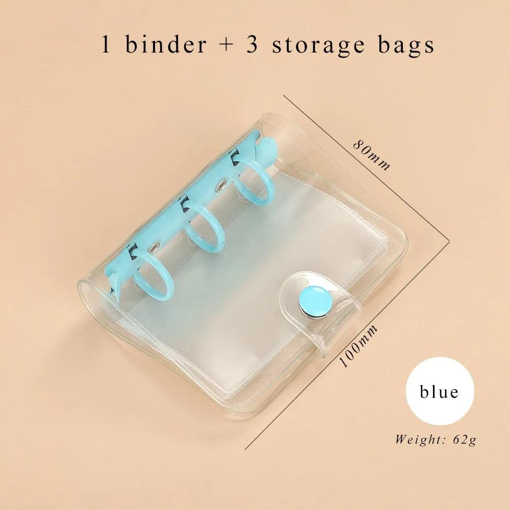 JIANWU Creative Cute Transparent 3 ring Mini Loose-leaf Hand Book Student Portable Notebook ring binder Kawaii School Supplies - ItemBear.com