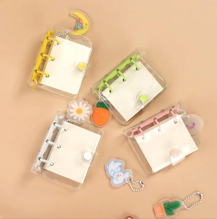 JIANWU Creative Cute Transparent 3 ring Mini Loose-leaf Hand Book Student Portable Notebook ring binder Kawaii School Supplies - ItemBear.com