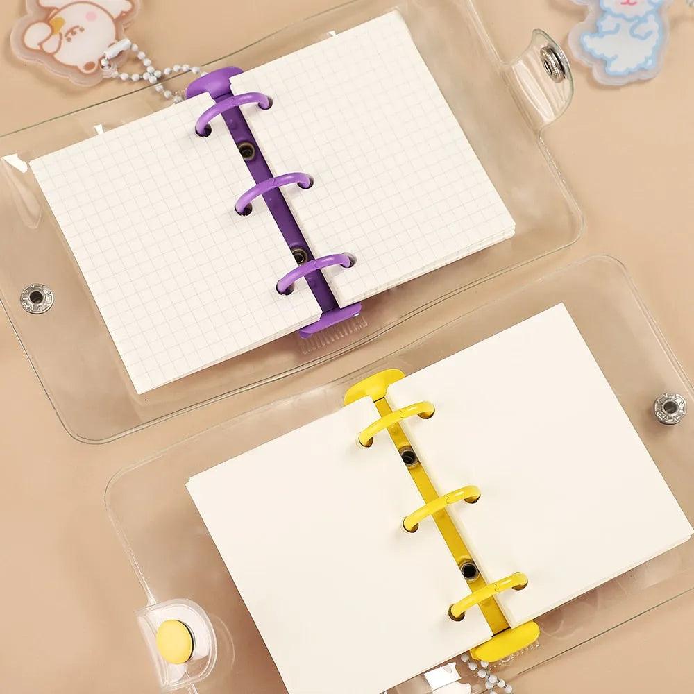 JIANWU Creative Cute Transparent 3 ring Mini Loose-leaf Hand Book Student Portable Notebook ring binder Kawaii School Supplies - ItemBear.com