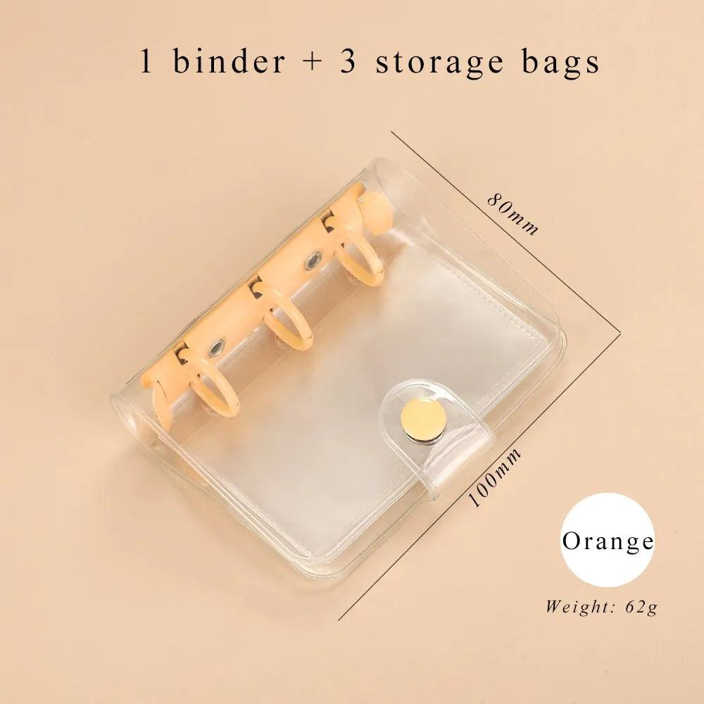 JIANWU Creative Cute Transparent 3 ring Mini Loose-leaf Hand Book Student Portable Notebook ring binder Kawaii School Supplies - ItemBear.com