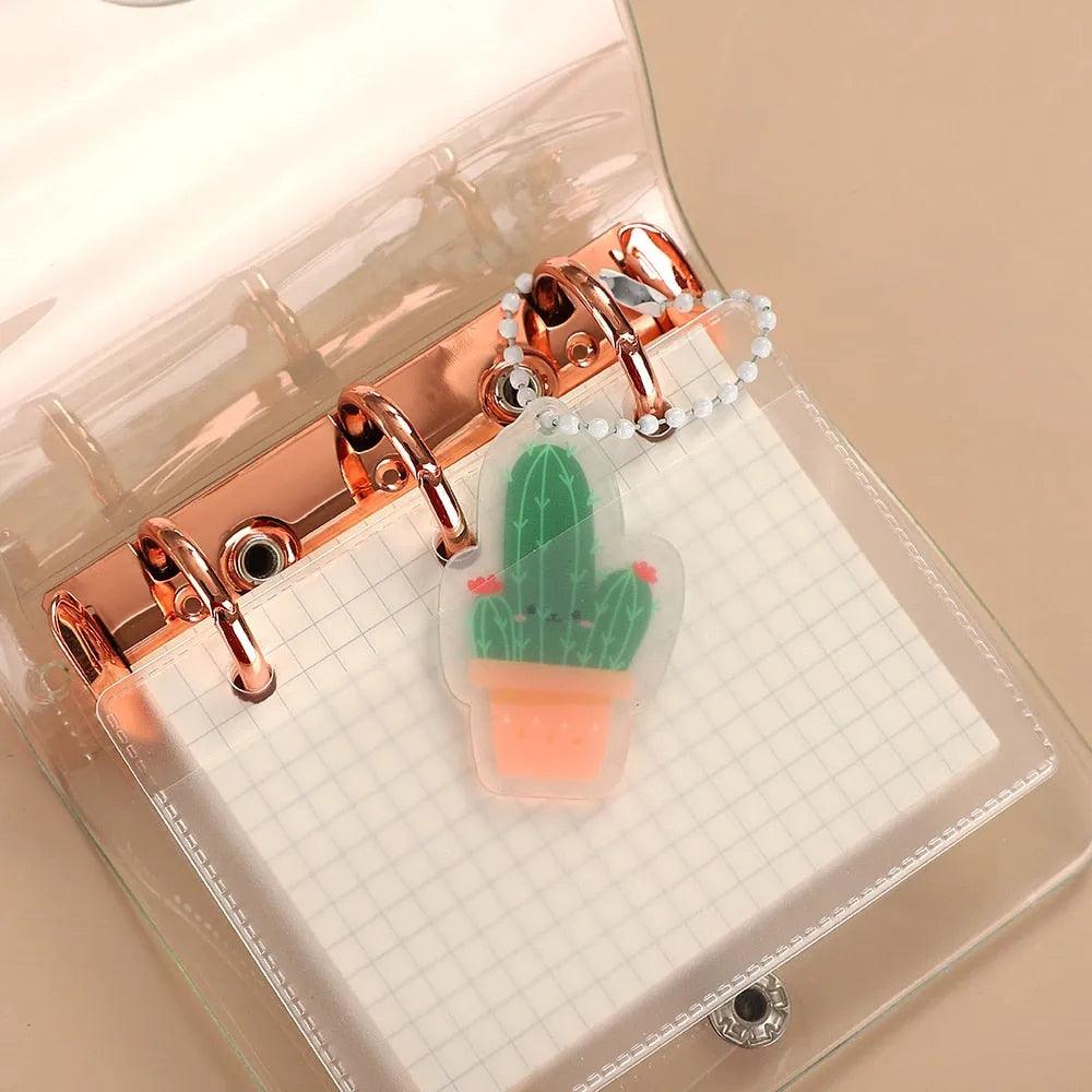 JIANWU Creative Cute Transparent 3 ring Mini Loose-leaf Hand Book Student Portable Notebook ring binder Kawaii School Supplies - ItemBear.com