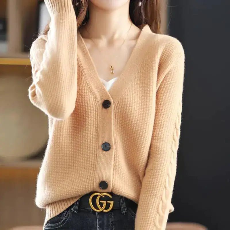 Korean Commute Solid Color V-Neck Cardigan Sweaters for Women - ItemBear.com