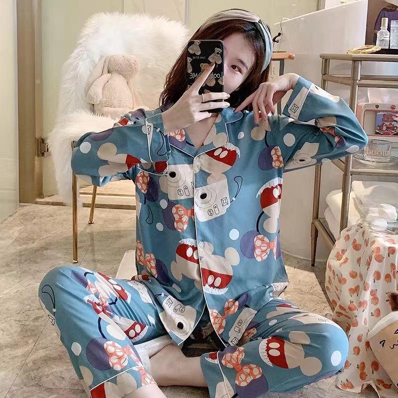 Korean version of grid cute spring and autumn can be worn outside home clothes suit students 2021 new pajamas female spring thin section - ItemBear.com