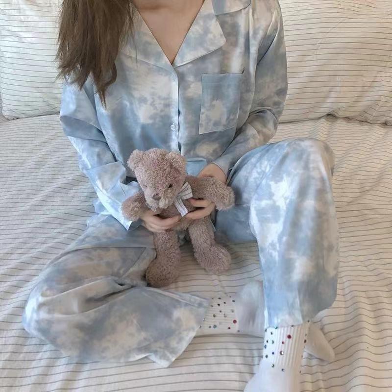 Korean version of grid cute spring and autumn can be worn outside home clothes suit students 2021 new pajamas female spring thin section - ItemBear.com