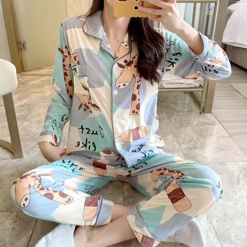 Korean version of grid cute spring and autumn can be worn outside home clothes suit students 2021 new pajamas female spring thin section - ItemBear.com