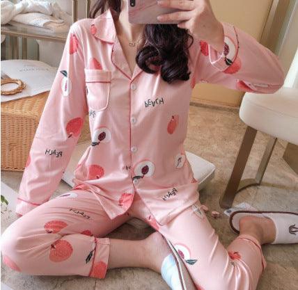 Korean version of grid cute spring and autumn can be worn outside home clothes suit students 2021 new pajamas female spring thin section - ItemBear.com