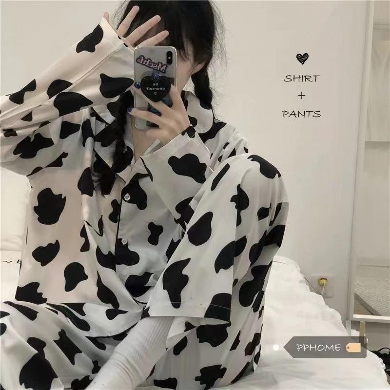 Korean version of grid cute spring and autumn can be worn outside home clothes suit students 2021 new pajamas female spring thin section - ItemBear.com