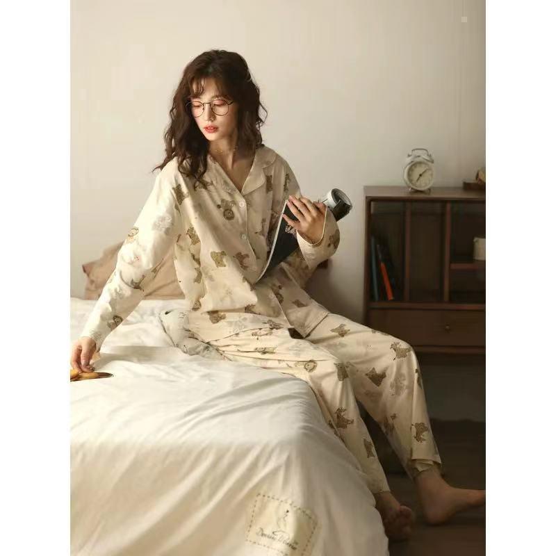 Korean version of grid cute spring and autumn can be worn outside home clothes suit students 2021 new pajamas female spring thin section - ItemBear.com
