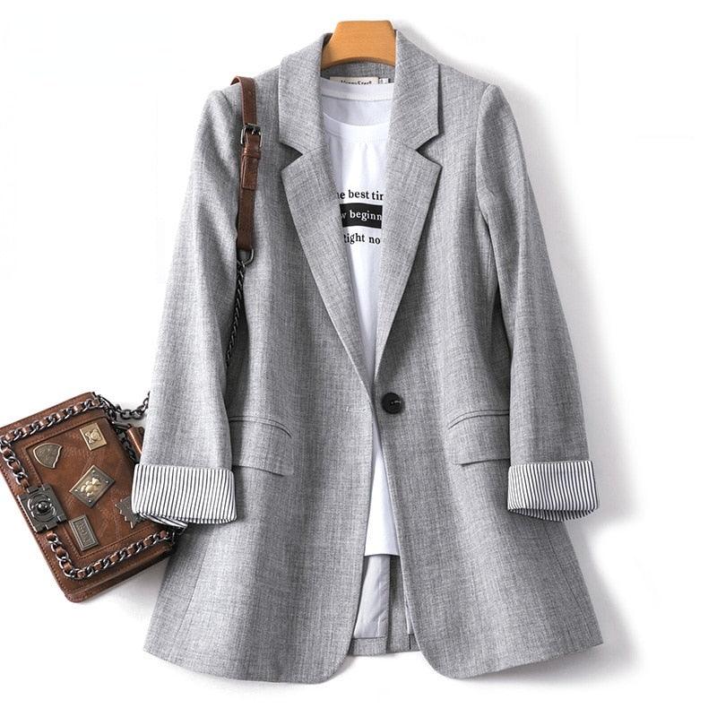 Ladies Long Sleeve Spring Casual Blazer New Fashion Business Plaid Suits Women Work Office Blazer Women Coats Woman Jacket - ItemBear.com