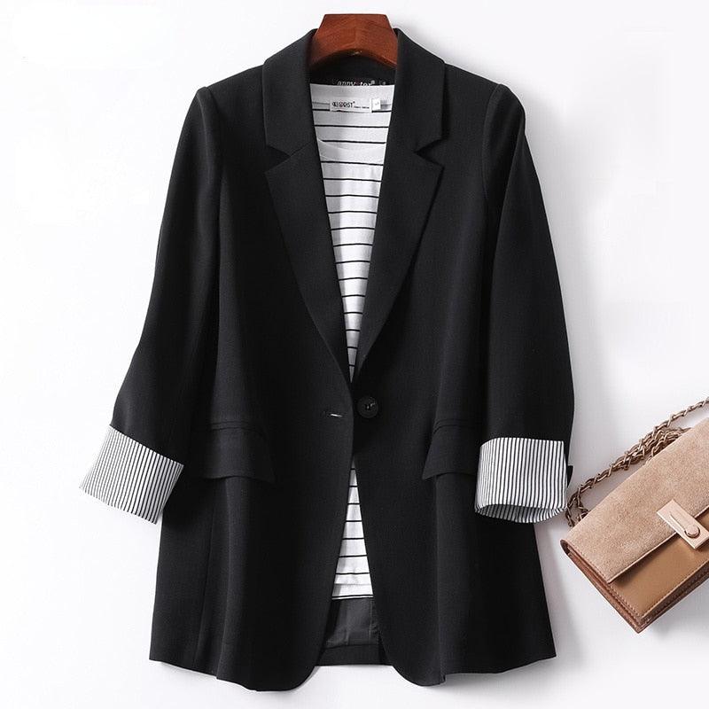 Ladies Long Sleeve Spring Casual Blazer New Fashion Business Plaid Suits Women Work Office Blazer Women Coats Woman Jacket - ItemBear.com
