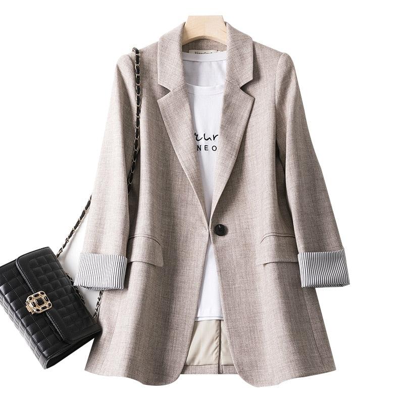 Ladies Long Sleeve Spring Casual Blazer New Fashion Business Plaid Suits Women Work Office Blazer Women Coats Woman Jacket - ItemBear.com