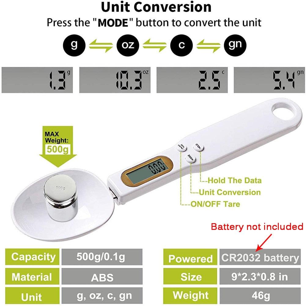 LCD Digital Kitchen Scale Electronic Cooking Food Weight Measuring Spoon 500g 0.1g Coffee Tea Sugar Spoon Scale Kitchen Tool - ItemBear.com