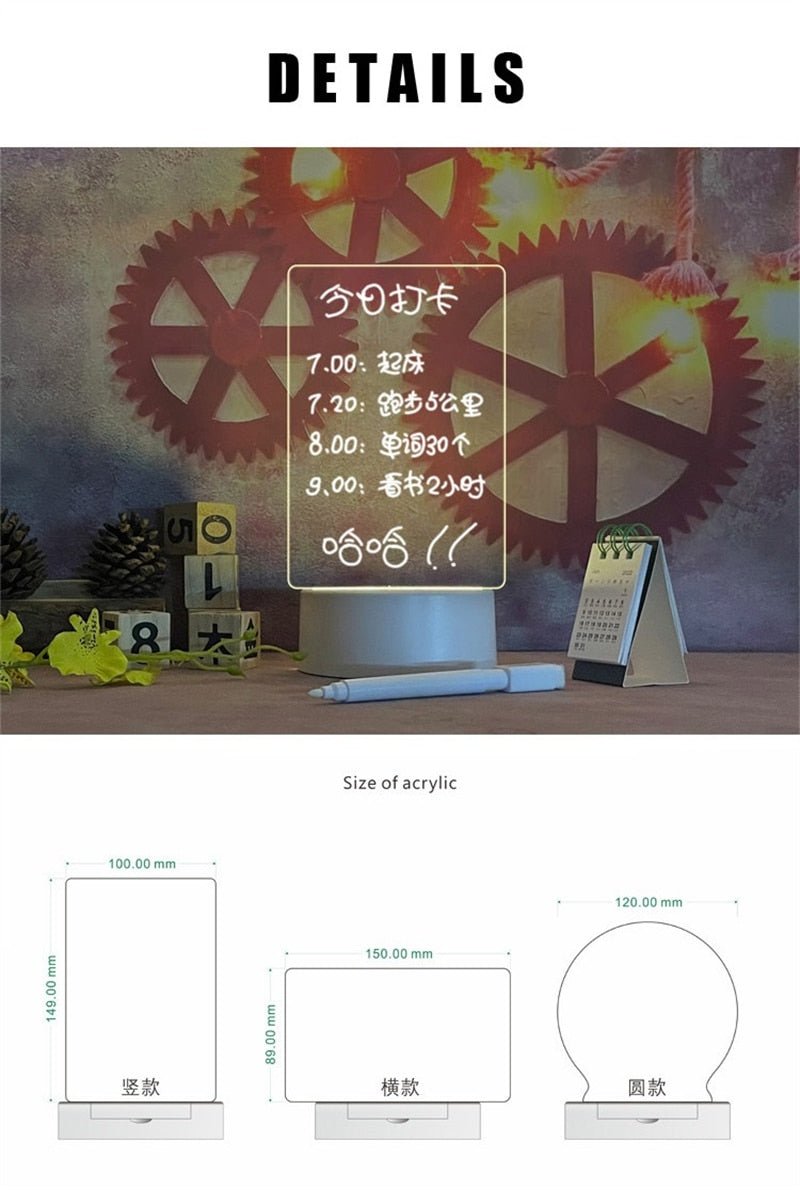 LED Note Board Acrylic Light - ItemBear.com