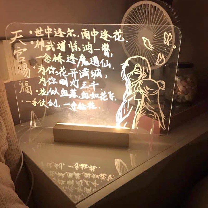 LED Note Board Light With Pen USB Message Board Night Light Creative Acrylic White Lamp For Bedroom Children Girls Friend Gifts - ItemBear.com