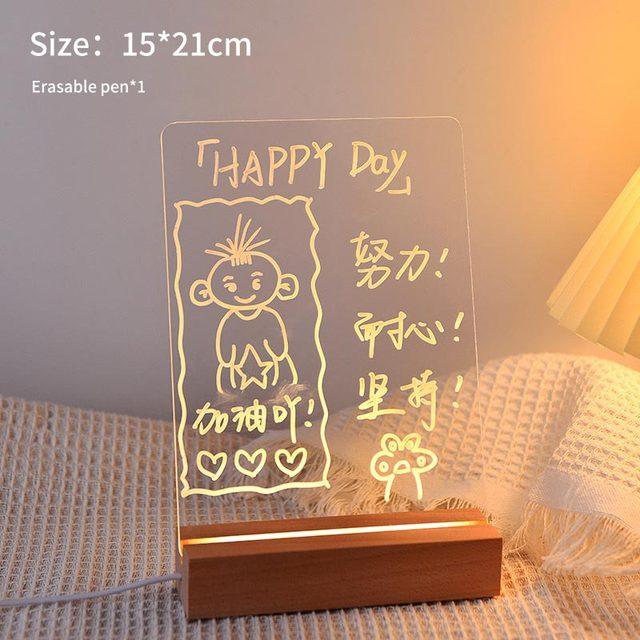 LED Note Board Light With Pen USB Message Board Night Light Creative Acrylic White Lamp For Bedroom Children Girls Friend Gifts - ItemBear.com