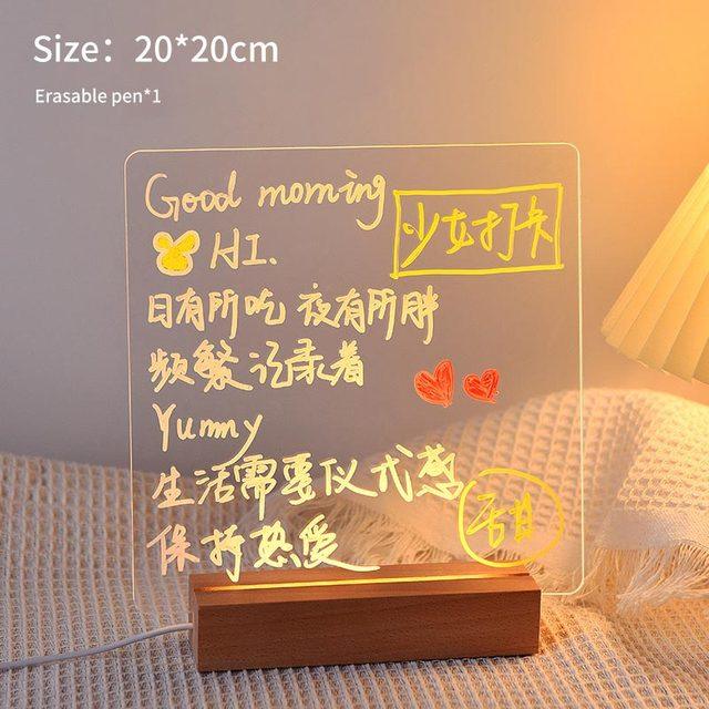 LED Note Board Light With Pen USB Message Board Night Light Creative Acrylic White Lamp For Bedroom Children Girls Friend Gifts - ItemBear.com