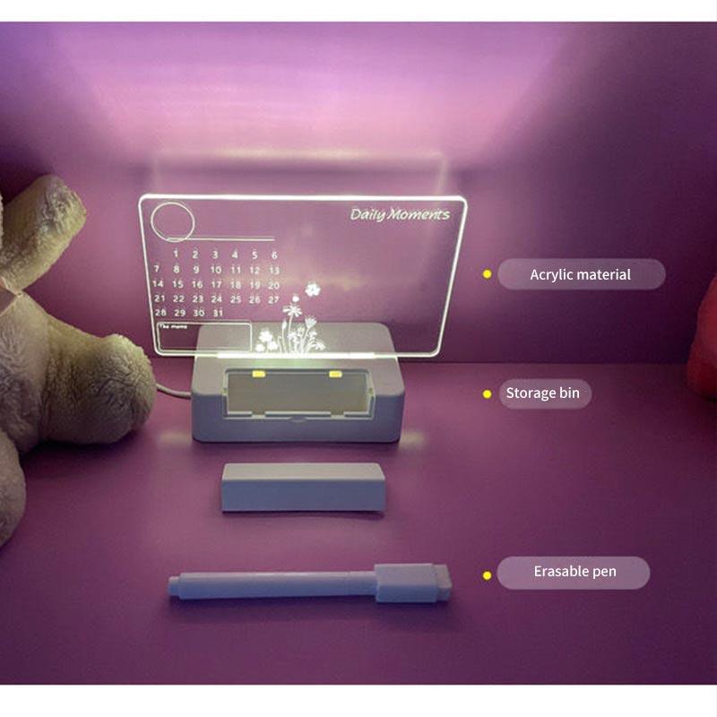 LED Note Board Light With Pen USB Message Board Night Light Creative Acrylic White Lamp For Bedroom Children Girls Friend Gifts - ItemBear.com