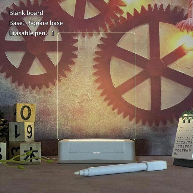 LED Note Board Light With Pen USB Message Board Night Light Creative Acrylic White Lamp For Bedroom Children Girls Friend Gifts - ItemBear.com