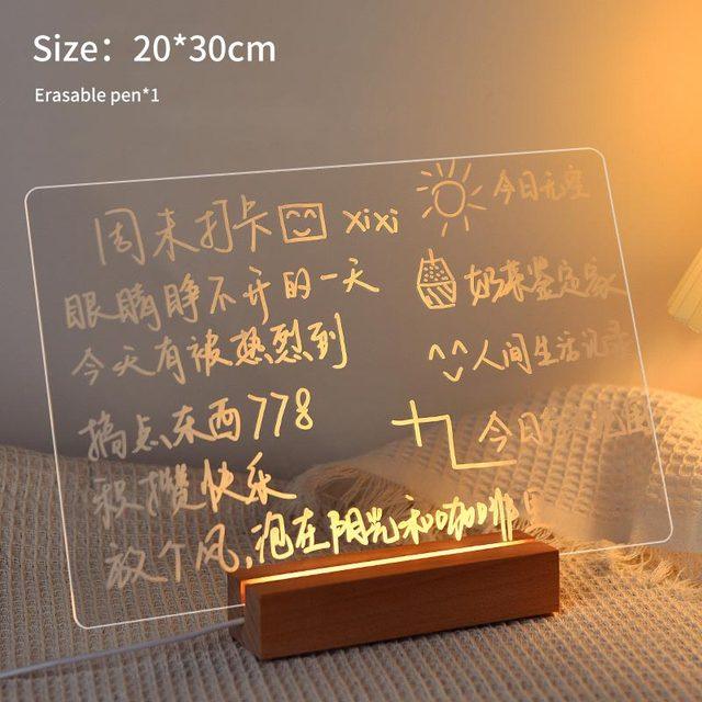 LED Note Board Light With Pen USB Message Board Night Light Creative Acrylic White Lamp For Bedroom Children Girls Friend Gifts - ItemBear.com