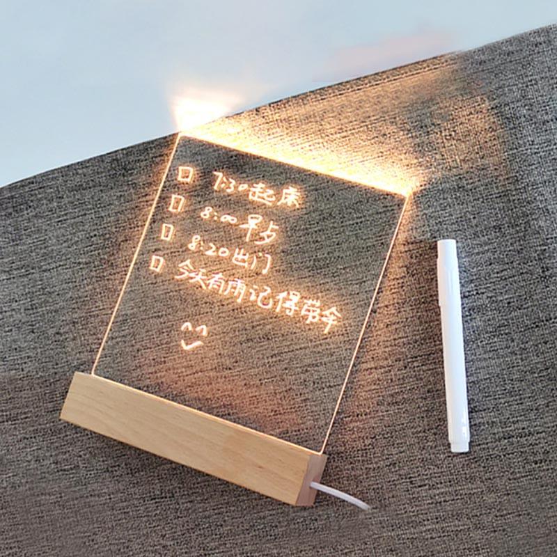 LED Note Board Light With Pen USB Message Board Night Light Creative Acrylic White Lamp For Bedroom Children Girls Friend Gifts - ItemBear.com