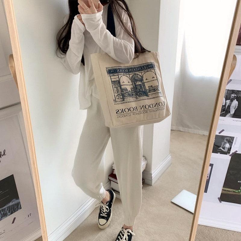 London Books Print Canvas Shoulder Bag - ItemBear.com