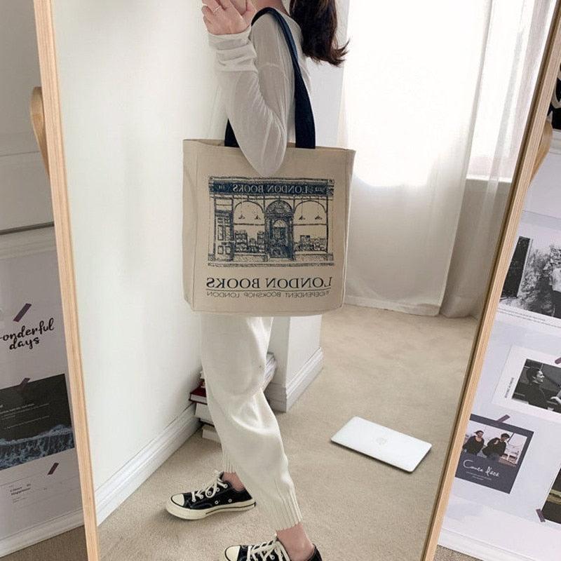 London Books Print Canvas Shoulder Bag - ItemBear.com