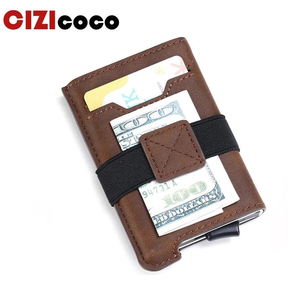 Luxury Brand Aluminum Business ID Bank Cardholder Mini PU leather RFID Blocking Wallet Men Women Credit Card Holders - ItemBear.com