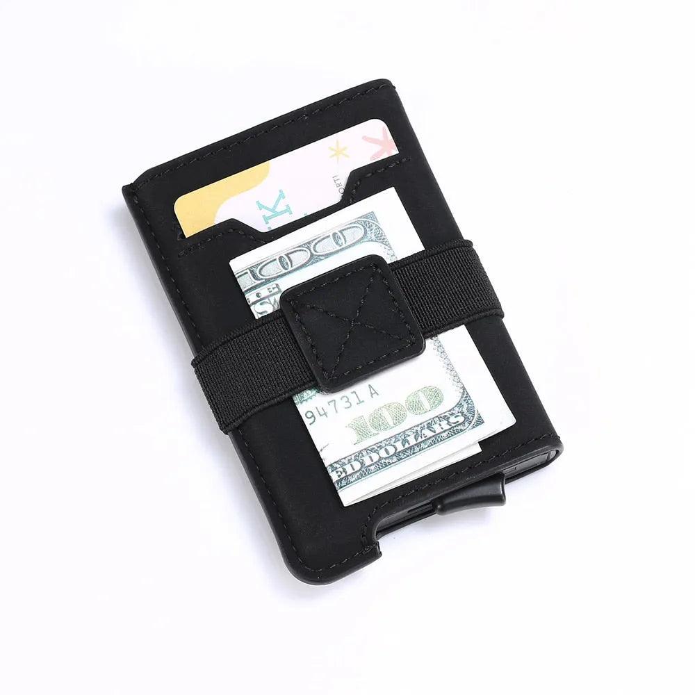 Luxury Brand Aluminum Business ID Bank Cardholder Mini PU leather RFID Blocking Wallet Men Women Credit Card Holders - ItemBear.com