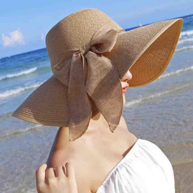 Manufacturers sell big brim hat shade straw hat female summer foldable sunscreen sun hat travel seaside vacation beach hat - ItemBear.com