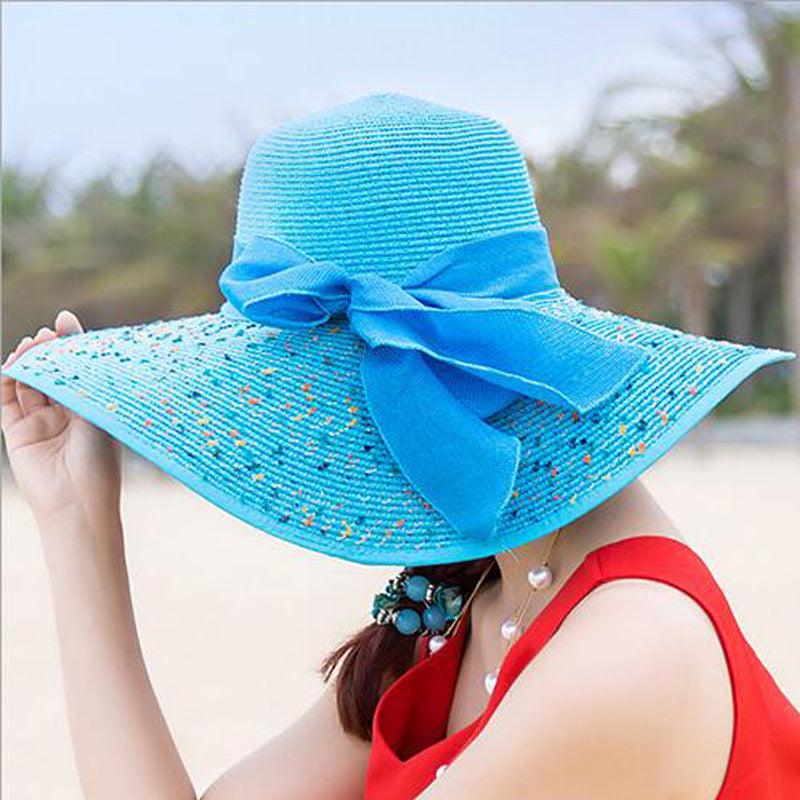 Manufacturers sell big brim hat shade straw hat female summer foldable sunscreen sun hat travel seaside vacation beach hat - ItemBear.com