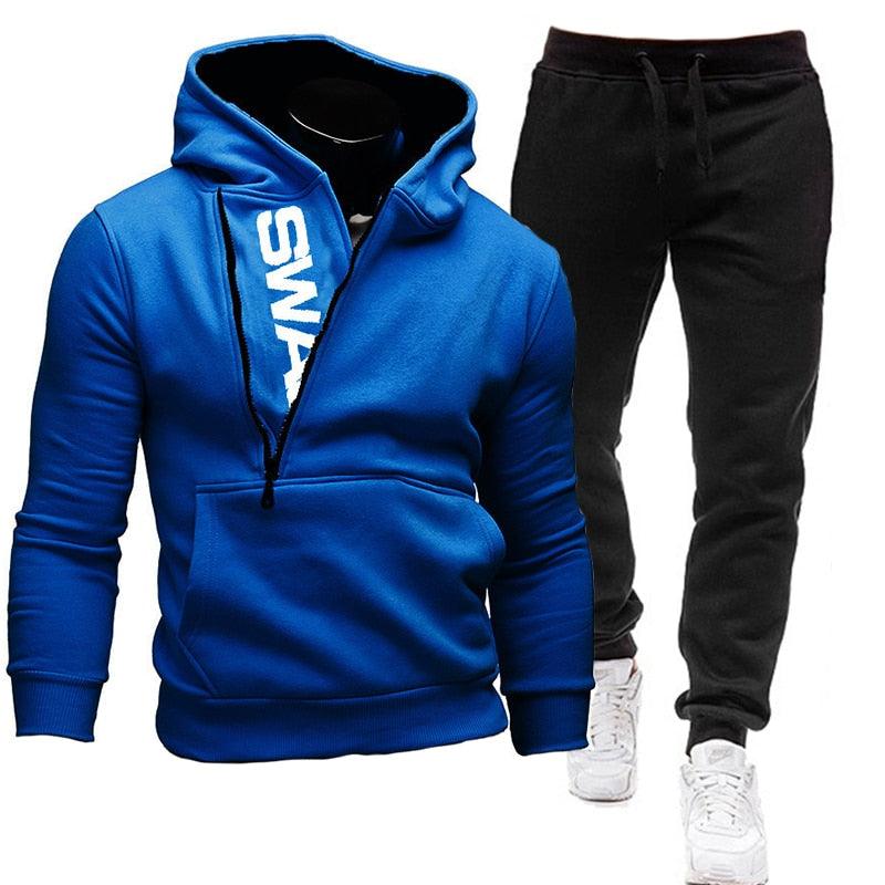 Men Casual Tracksuit Sweatshirt+Sweatpant 2 Pieces Set Men's Sportswear Outfit Autumn Winter Hooded Male Pullover Hhoodies Suit - ItemBear.com
