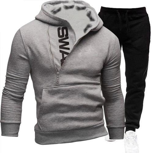Men Casual Tracksuit Sweatshirt+Sweatpant 2 Pieces Set Men's Sportswear Outfit Autumn Winter Hooded Male Pullover Hhoodies Suit - ItemBear.com