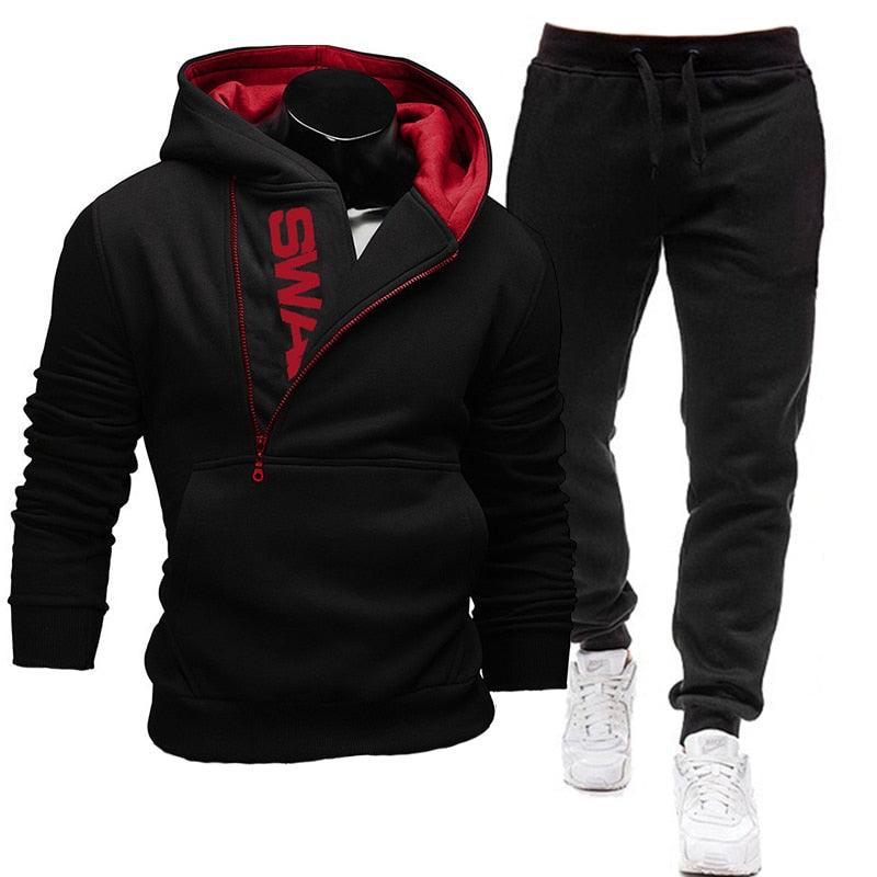Men Casual Tracksuit Sweatshirt+Sweatpant 2 Pieces Set Men's Sportswear Outfit Autumn Winter Hooded Male Pullover Hhoodies Suit - ItemBear.com