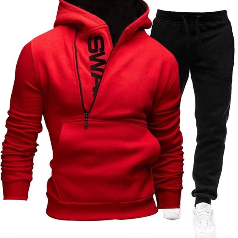 Men Casual Tracksuit Sweatshirt+Sweatpant 2 Pieces Set Men's Sportswear Outfit Autumn Winter Hooded Male Pullover Hhoodies Suit - ItemBear.com