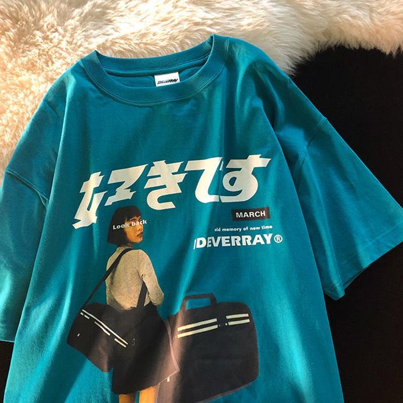Men's Japanese Letter Graphic Tee - ItemBear.com