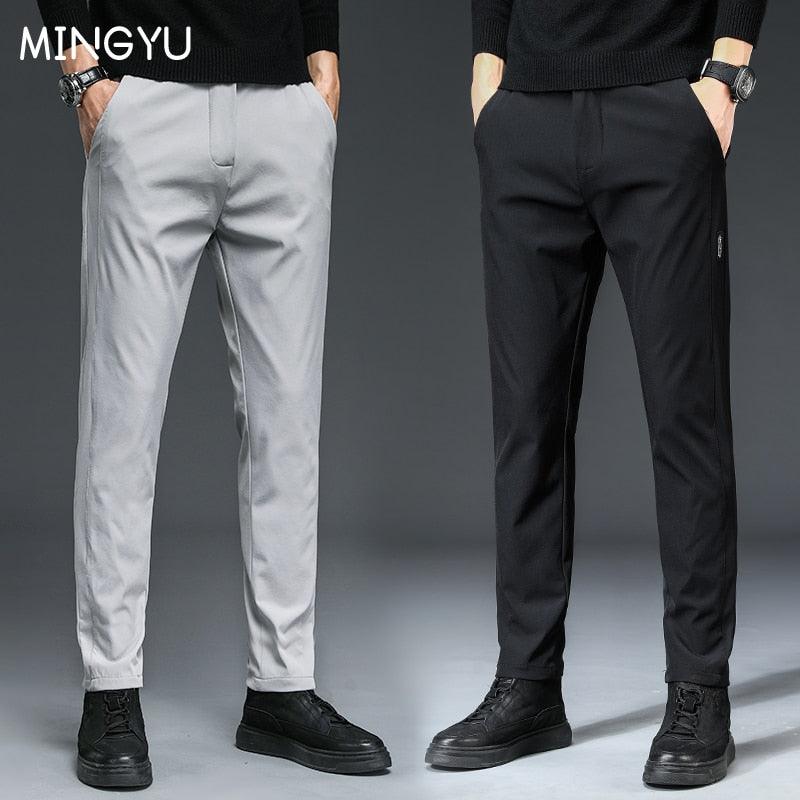 Mingyu Brand Autumn Men's Casual Pants Men Trousers Male Pant Slim Fit Work Elastic Waist Black Green Grey Light Trousers 28-38 - ItemBear.com