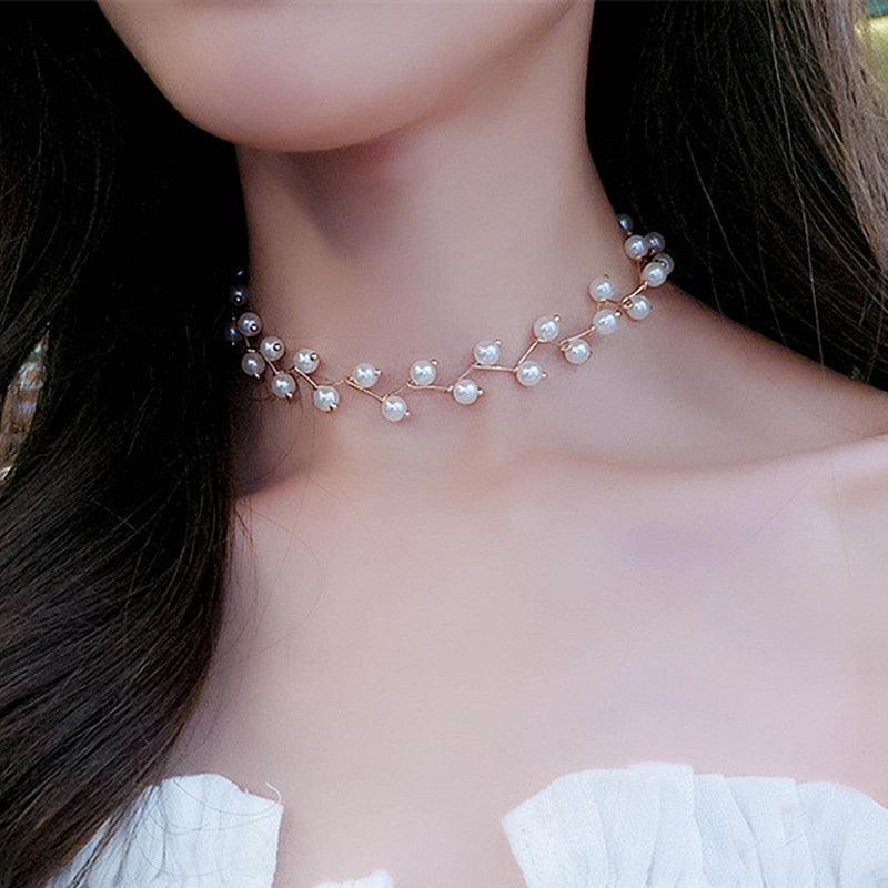 New Beads Women's Neck Chain Kpop Pearl Choker Necklace Gold Color Goth Chocker Jewelry On The Neck Pendant 2021 Collar For Girl - ItemBear.com