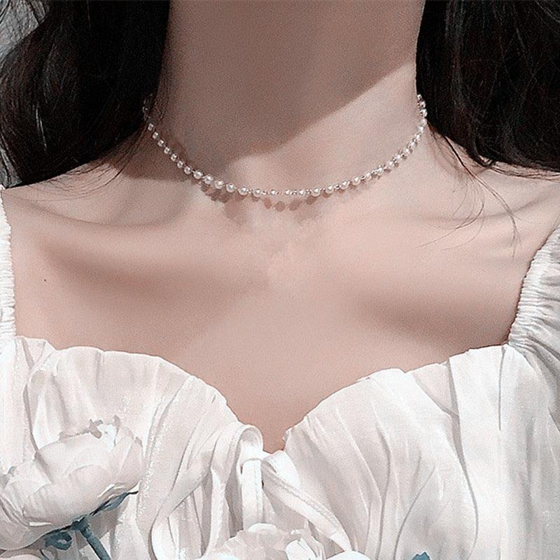New Beads Women's Neck Chain Kpop Pearl Choker Necklace Gold Color Goth Chocker Jewelry On The Neck Pendant 2021 Collar For Girl - ItemBear.com