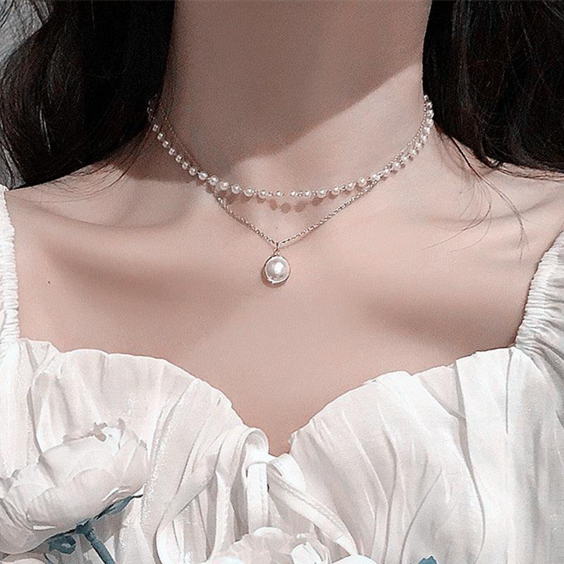 New Beads Women's Neck Chain Kpop Pearl Choker Necklace Gold Color Goth Chocker Jewelry On The Neck Pendant 2021 Collar For Girl - ItemBear.com