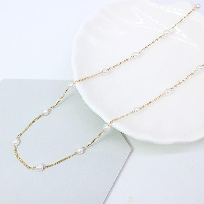 New Beads Women's Neck Chain Kpop Pearl Choker Necklace Gold Color Goth Chocker Jewelry On The Neck Pendant 2021 Collar For Girl - ItemBear.com