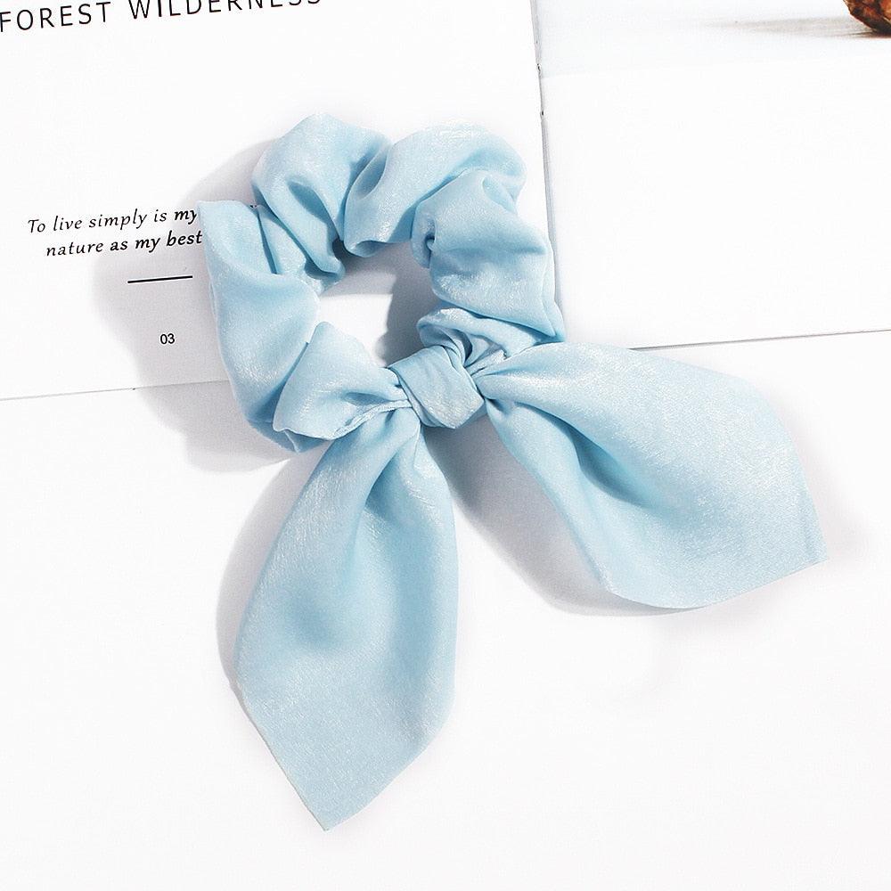 New Chiffon Bowknot Elastic Hair Bands For Women Girls Solid Color Scrunchies Headband Hair Ties Ponytail Holder Hair Accessorie - ItemBear.com