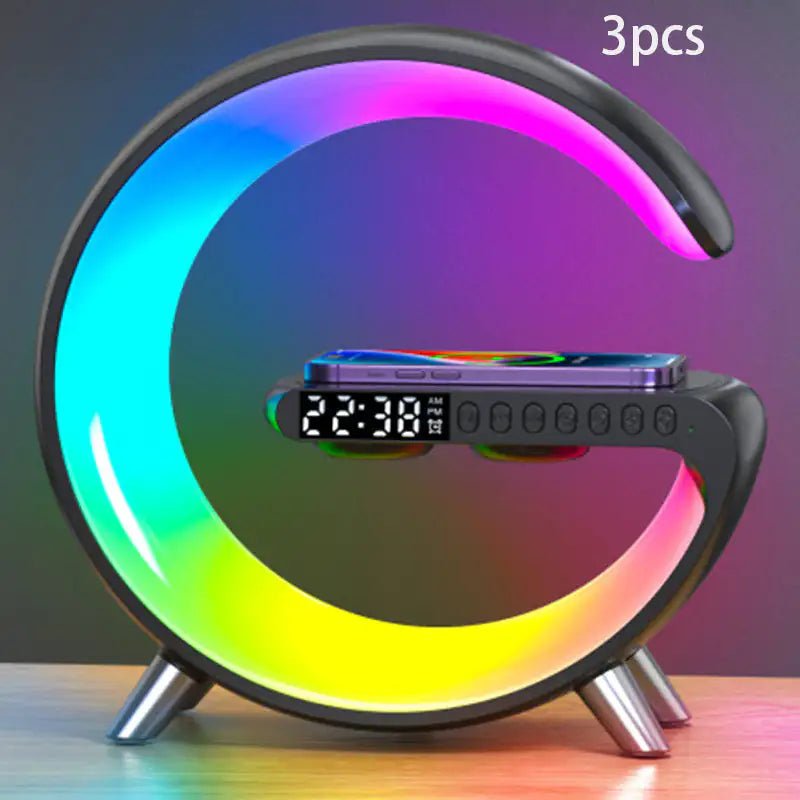 New Intelligent G Shaped LED Lamp Bluetooth Speake Wireless Charger Atmosphere Lamp App Control For Bedroom Home Decor - ItemBear.com
