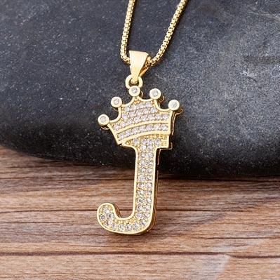 New Luxury Copper Zircon A-Z Crown Alphabet Pendant Chain Necklace Punk Hip-Hop Style Fashion Woman Man Initial Name Jewelry - ItemBear.com