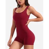 One Piece Jumpsuits for Women Tummy Control V Back Scrunch Butt Jumpsuit Sleeveless Bodycon Yoga Workout Romper Shorts - ItemBear.com
