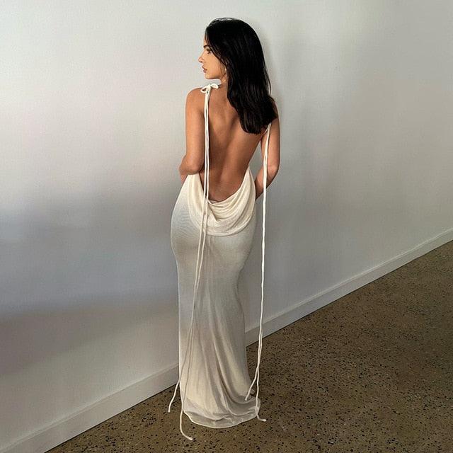 Open Back Slim Cami Strap Long Dresses - ItemBear.com