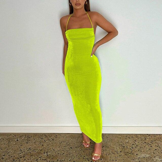 Open Back Slim Cami Strap Long Dresses - ItemBear.com