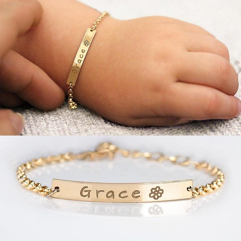 Personalized Baby Name Bracelet Toddler ID Year Date Bar Customed Bracelets For Kid Stainless Steel Jewelry Child Birthday Gifts - ItemBear.com